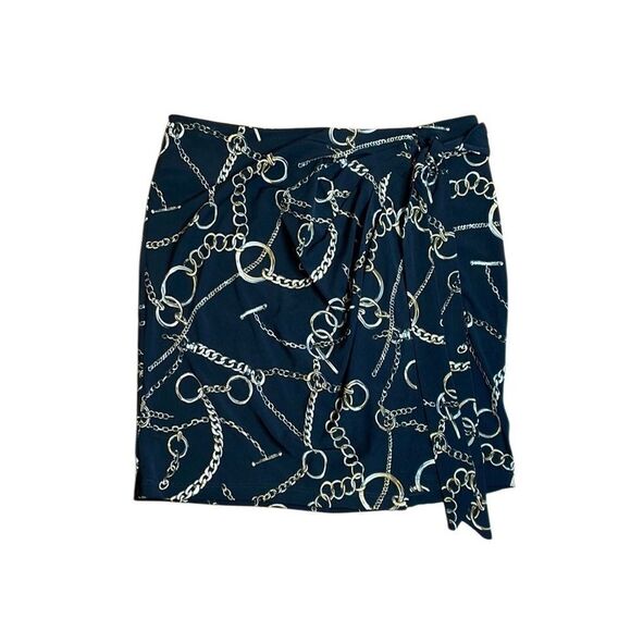 NWT Y2K vintage Cache black chain mini skirt Jersey Small tie front - Picture 2 of 8